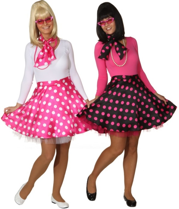 50er Jahre Rockabilly Petticoat-Rock Set Mit Halstuch – Rot-weiß, Größe M, Für Mottopartys